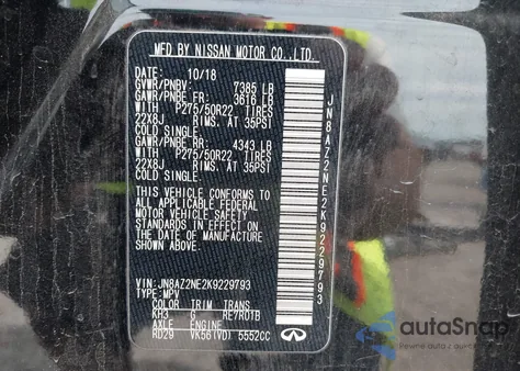 2019 Infiniti Qx80 Luxe from USA, damaged, VIN JN8AZ2NE2K9229793